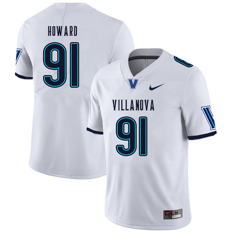 Men #91 Ayden Howard Villanova Wildcats College Football Jerseys Sale-White - Click Image to Close